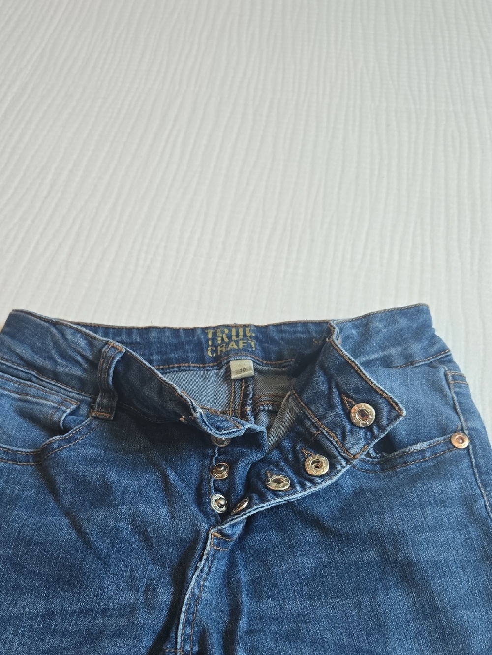 True Craft Girls Dark Blue High-Rise Button-Fly Jeans